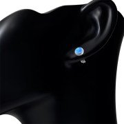 Synthetic Opal Round Sterling Silver Stud Earrings